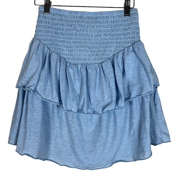 Simply Southern NWT Blue Tiered Layered Smocked Preppy Clean Girl Mini Skirt - Picture 3 of 5